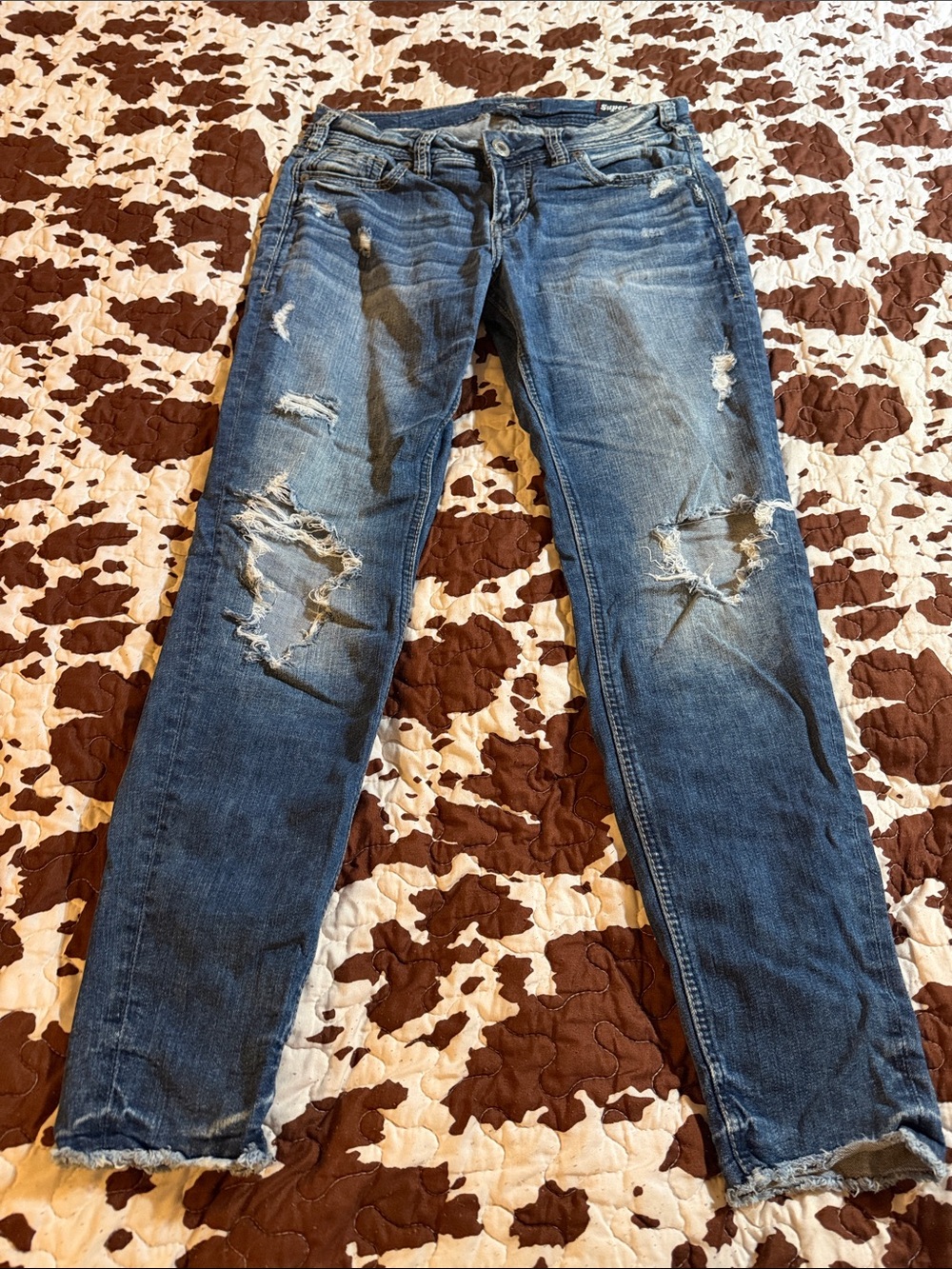 Silver Jeans Men's Distressed Dark Blue Skinny Jeans